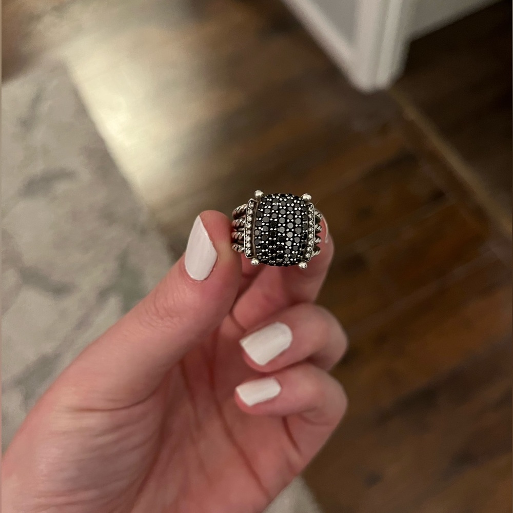 David Yurman Wheaton Black Pave Diamonds ring size 7, 16x12 - Picture 3 of 3